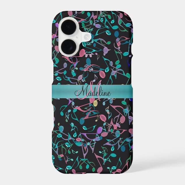 Teal Pink Music Notes Personalized iPhone 7 Case (Back)