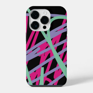 Teal Pink Purple 80s Festive Pattern Multicolor iPhone 14 Pro Case