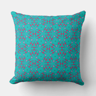 Teal Pink Retro Geometry Pillow