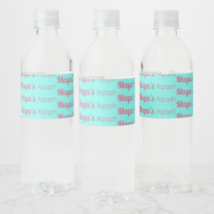 Teal Pink Solid Colour Plain, Aqiqah Baby Shower Water Bottle Label