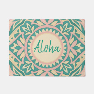 Teal & Pink Spring Garden Doormat