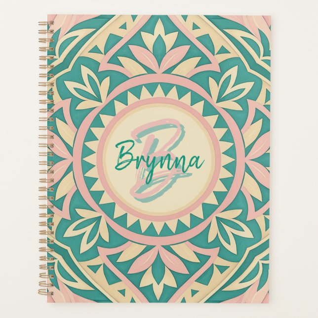 Teal & Pink Spring Garden  Planner (Front)