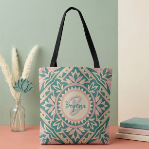 Teal & Pink Spring Garden Tote Bag