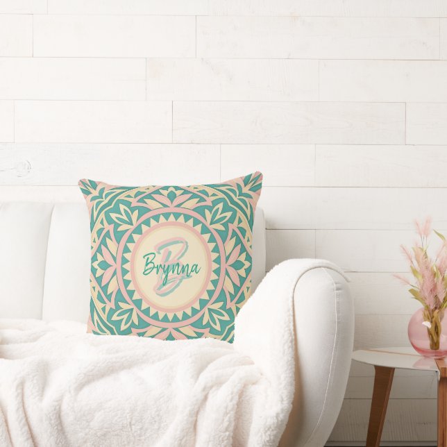 Teal & Pink Spring Garden Tote Throw Pillow (Couch)