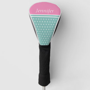 Teal Pink Womans Personalized  Golf Head Cover