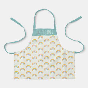 Teal Pink Yellow Rainbow Cute Simple Personalized Apron