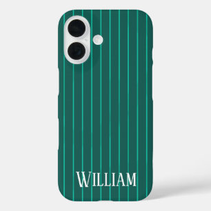 Teal pinstripes Case-Mate iPhone 16 Case