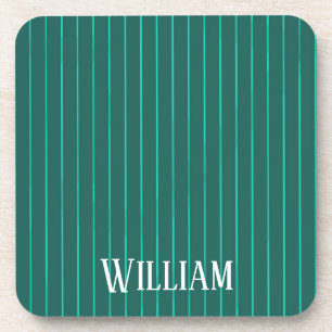 Teal pinstripes coaster