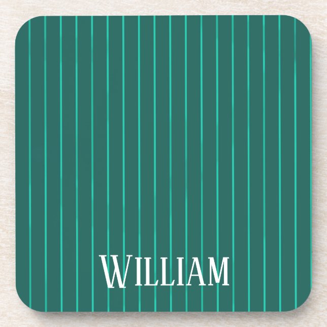 Teal pinstripes coaster (Front)