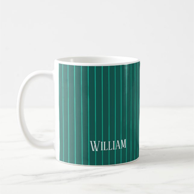 Teal pinstripes coffee mug (Left)