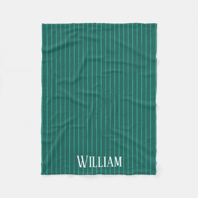 Teal pinstripes fleece blanket (Front)