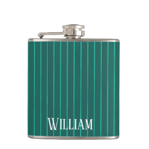 Teal pinstripes hip flask