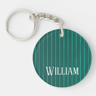 Teal pinstripes keychain