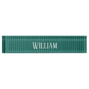 Teal pinstripes nameplate
