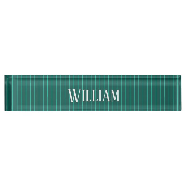 Teal pinstripes nameplate (Front)