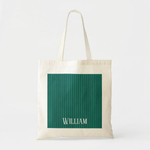 Teal pinstripes tote bag