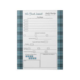 Teal Plaid 5 and 1 Food Notepad