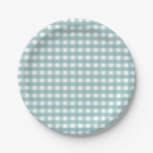 Teal Plaid Picnic Paper Plates