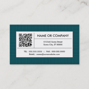 teal plaid QR code Business Card