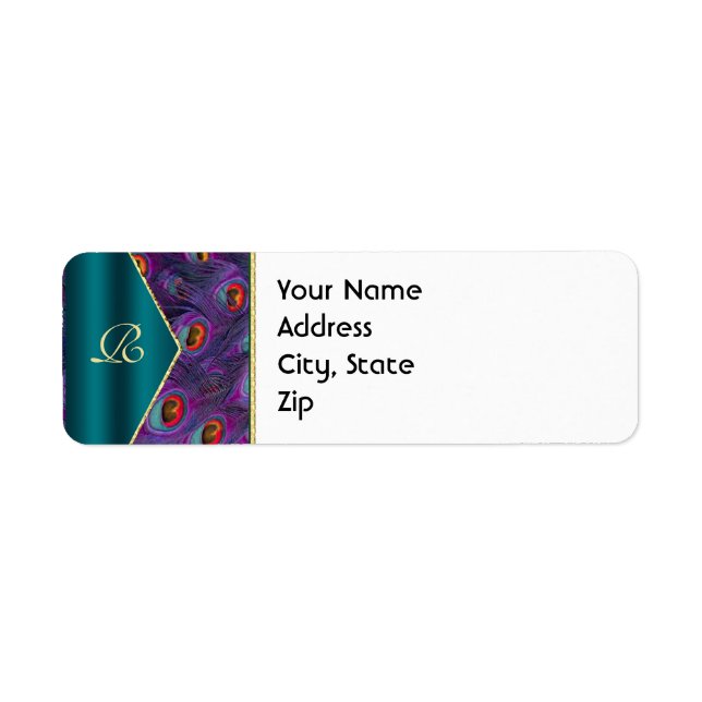 Teal Plum Peacock Address Label (Front)