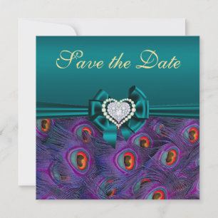 Teal Plum Peacock Save the Date