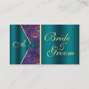 Teal Plum Peacock Wedding Bridal Business Card