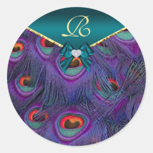 Teal Plum Peacock Wedding Gift Seal