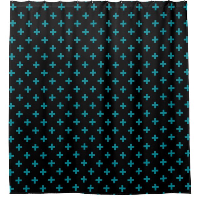 Teal polka crosses on black (Front)