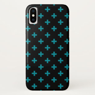 Teal polka crosses on black Case-Mate iPhone case