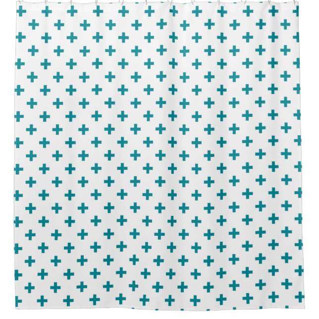 Teal polka crosses on white (Front)