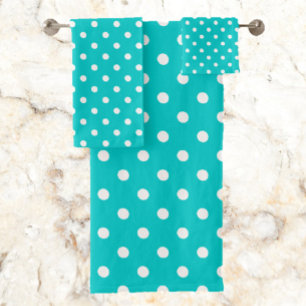 Teal Polka Dot Bath Towel Set