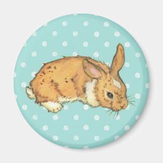 Teal Polka Dot bunny Magnet