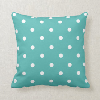 Teal Polka Dot Home Decor Throw Pillow