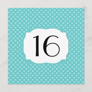 Teal Polka Dot Sweet Sixteen Birthday Party Invitation