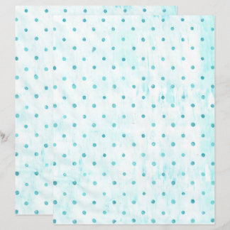 Teal Polka Dots on White Turquoise Scrapbook Paper