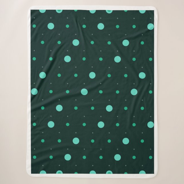 Teal Polka Dots Seamless Pattern Sherpa Blanket (Front)