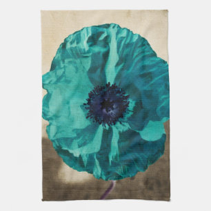 Teal Poppy Kitchen Towel