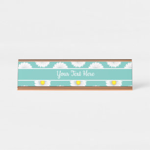 Teal Pretty Little Daisy Desk Name Plate