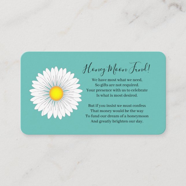 Teal Pretty Little Daisy Honeymoon Fund Enclosure Card (Front)