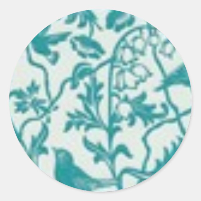 Teal Print - Add Words to Customize Classic Round Sticker (Front)