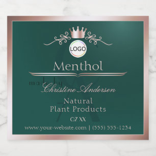 Teal Product Label Rose Gold Frame Logo Monogram