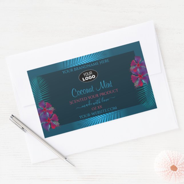 Teal Product Labels Purple Red Hawaii Flowers Logo (Envelope)