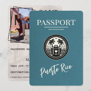 Teal Puerto Rico Passport Save The Date