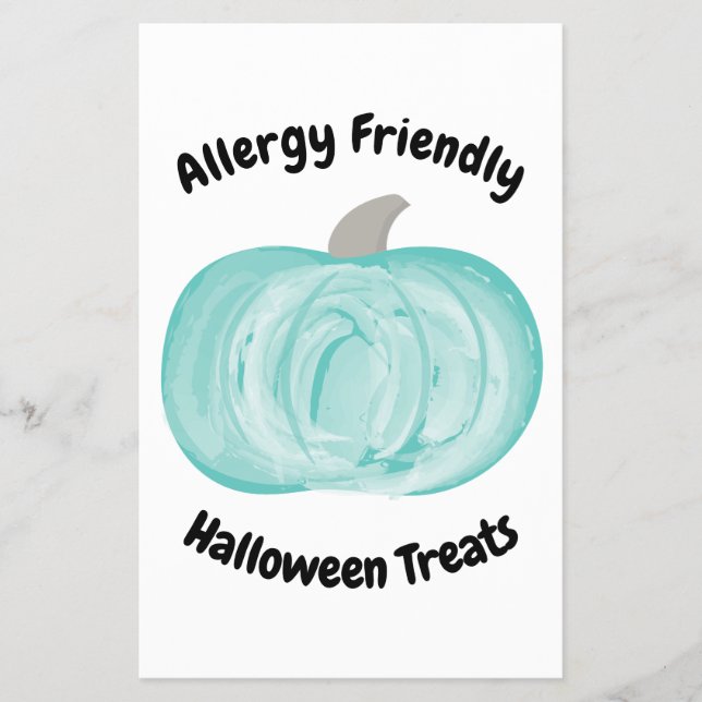 Teal Pumpkin Halloween Sign Allergy Friendly Treat Flyer (Front)