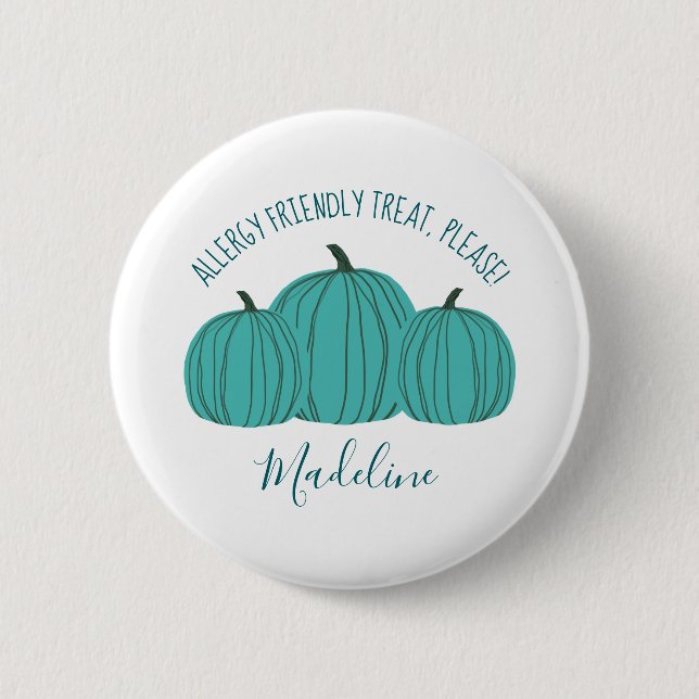 Teal Pumpkin Trick or Treat Button (Front)