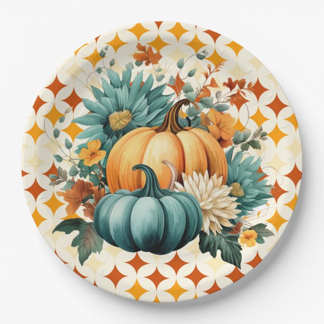Teal Pumpkins Paper Plate (Front)