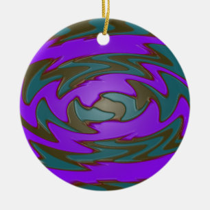 teal purple abstract art ceramic ornament