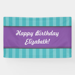 Teal Purple Aqua Blue Lavender Birthday Banner
