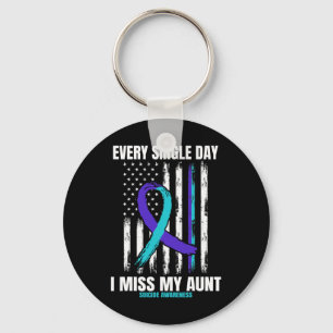 Teal Purple Aunt Suicide Awareness Prevention Amer Keychain