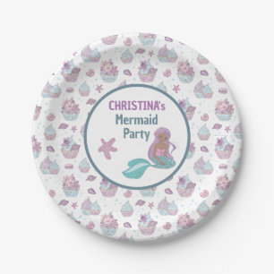 Teal Purple Black Mermaid Birthday Party Sea theme Paper Plate